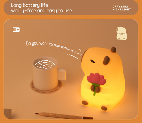 مصباح ليلي بالسيليكون الكابيبارا ذو التصميم الحديث محمول USB قابلة لإعادة الشحن مصدر الضوء LED التحكم باللمس مصباح الحيوانات لغرفة النوم