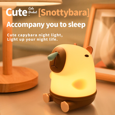 مصباح طاولة حلو من نوع Snottybara حيوان قابلة لإعادة الشحن كرتون إبداعي من نوع Capybara مصباح ليلي من نوع silicone