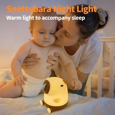 ديكور الغرفة الإبداعية LED Snottybara Night Light USB قابلة لإعادة الشحن كرتون الحيوانات الحضانة مصباح السيليكون