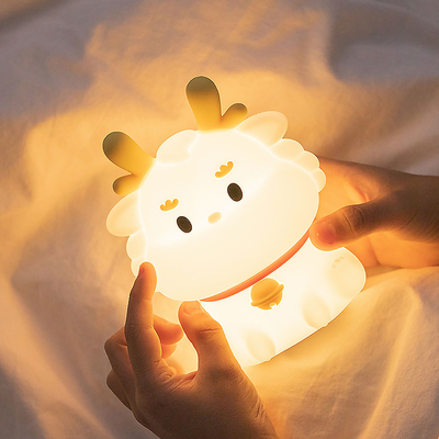 LED USB قابلة لإعادة الشحن الضبابية التنين لمس الكرتونية ديكور غرفة النوم اللطيفة سليكون الطفل صالة طاولة مصباح ليل الضوء